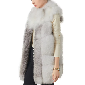 गुलाबी फर गिलेट महिला फैक्टरी प्रत्यक्ष नए डिजाइन मिश्रित रंग महिला लोमड़ी बनियान थोक शीतकालीन फ्यूजी असली फर बनियान जेब के साथ - Product Image 2