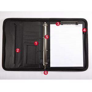 Personnalisé A4 cortex PU cuir Portable fermeture éclair File pack Official document bag Storage bag Multifunctional Manager Clip folder - Product Image 5