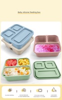 Boîte à bento portable en silicone à 3 compartiments, étanche, pour enfants, pour le transport de repas, sans BPA