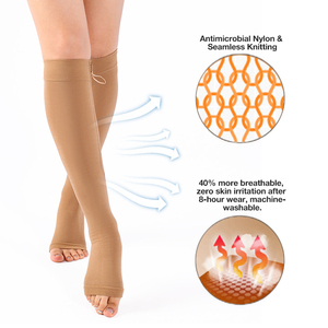 Calcetines de Compresión hasta la Rodilla con Diseño Personalizado de Buena Calidad, con Cierre y Punta Abierta, 23-32 mmHg, <span class=keywords><strong>para</strong></span> Várices - Product Image 5