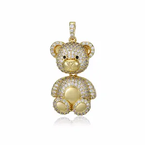 1113 xuping jóias charme moda pendurar, novo design animal série urso conjunto cheio de diamantes pingente