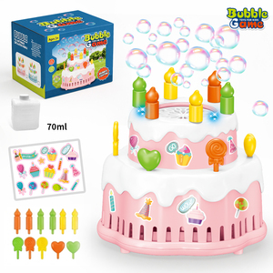 Machine à bulles automatique pour enfants, jouet d'extérieur, machine à bulles pour gâteau d'anniversaire, cadeau de fête pour enfants avec lumière et musique - Product Image 1