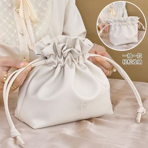 Women's Large Capacity Portable Makeup <b>Bag</b> Lazy <b>Drawstring</b> PU Leather for Toiletry Storage Travel <b>Bag</b> with Holographic Feature - Product Image 2