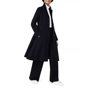 नई StyleLong ओवरकोट महिलाओं आकस्मिक फैशन ऊन खाई कोट लंबी खाई कोट ओवरकोट