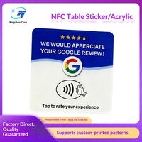 Autocollants de table en acrylique NFC en stock direct usine, présentoirs de codes QR, cartes RFID passives haute fréquence pour cartes d'avis Google