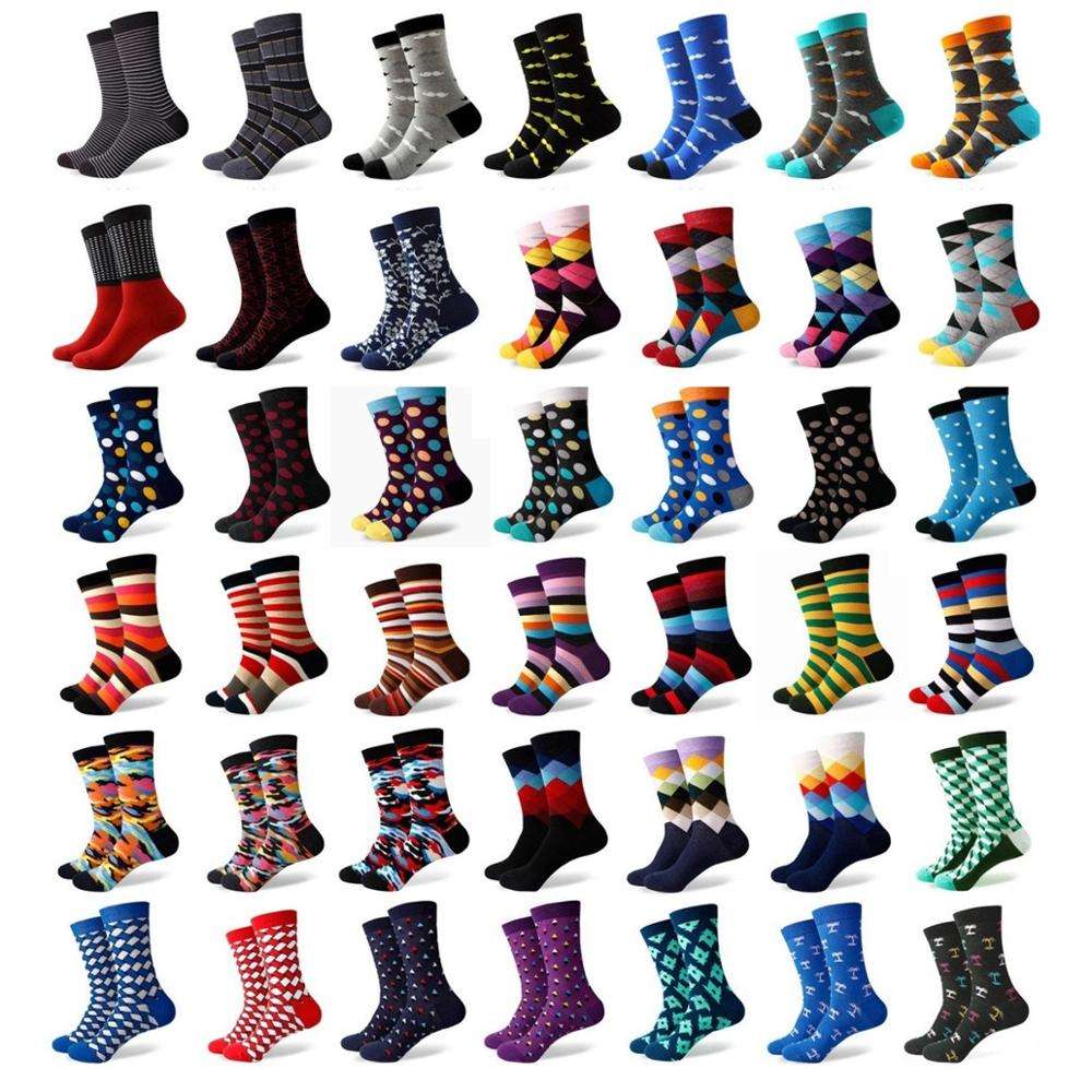 Wholesale Hundreds Styles Novelty Solid Striped Polka Dot Camouflage Weed Men Socks Colorful Socks