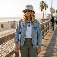 Cappello a Secchiello in Cotone Blu Navy con Logo Oxford e Motivo a Quadri, Fibbia in Rame Dorato, Unisex, Casual, per Protezione Solare all'Aperto