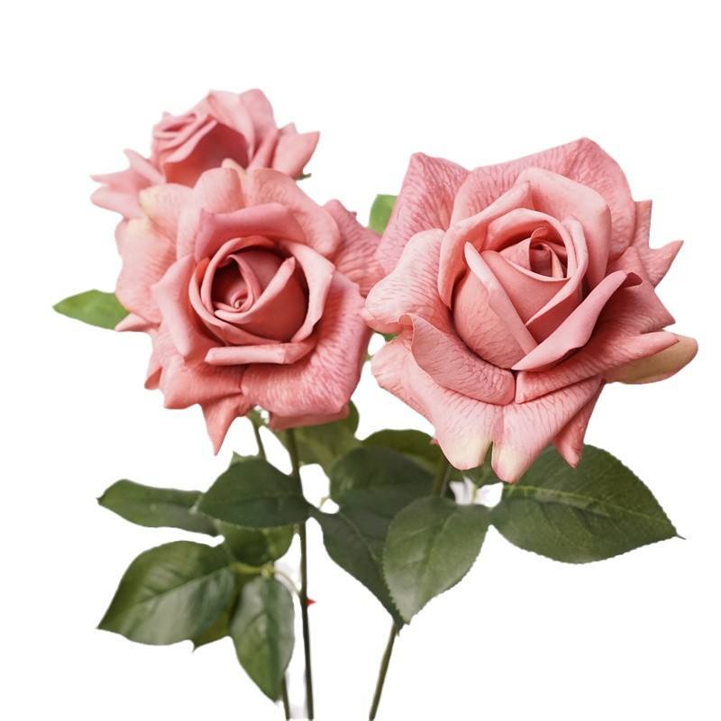 High Quality Real Touch Artificial Flowers Rose Dusty Pink Coffee ...
