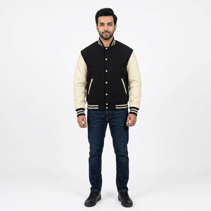 แจ็คเก็ต Letterman Varsity ปี 2025 ไซส์ใหญ่สำหรับผู้ชาย แจ็คเก็ตปักลายเชนิลล์ แต่งสีตัดกัน แจ็คเก็ตเบสบอลฤดูหนาวแบบมีซิป - Product Image 1