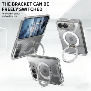 Étui de protection hybride haut de gamme en TPU pour iPhone Fold, personnalisé, antichoc, transparent, magnétique, avec support rotatif - Product Image 3