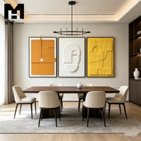 Décoration Murale 3 Panneaux, Art Abstrait Texturé 3D sur Toile, Relief en Grès, Peinture Faite à la Main, Tableau Mural Minimaliste Moderne Encadré