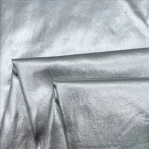 High Stretch Metallic Silver Woven Twill Women Jeans Textile Fabrics For Pants Dress
