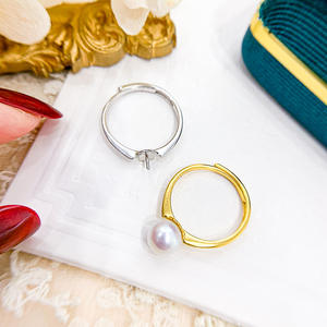 Base para Anillo de Plata S925, Accesorios para Perlas DIY, Edición Simple, Joyería Redonda de 8-10 mm, 10413 - Product Image 3