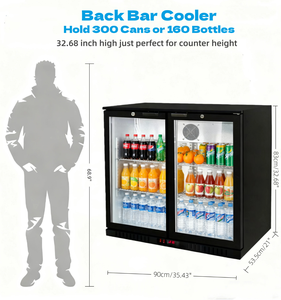 NE-200C Réfrigérateur de présentation pour boissons et bières de 36 pouces, <span class=keywords><strong>hauteur</strong></span> sous comptoir 83 cm, refroidissement rapide, réfrigérateur de bar arrière avec 2 portes vitrées - Product Image 4