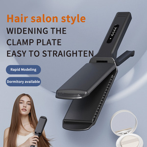 Lisseur de <span class=keywords><strong>cheveux</strong></span> 2-en-1 avec plaques larges en céramique de 115 mm, huile essentielle, 4 températures, anti-brûlure, <span class=keywords><strong>pour</strong></span> salon et usage domestique, CE RoHS, vente en gros, personnalisable - Product Image 1
