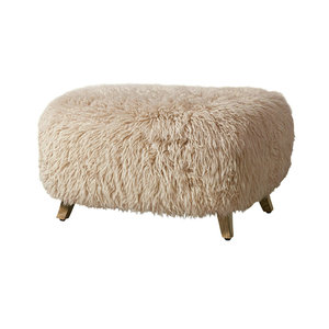 Banco de entrada delgado de piel de oveja natural <span class=keywords><strong>con</strong></span> almacenamiento de zapatos, asiento moderno de lujo para sala de estar, otomana Yeti para sillón lounge - Product Image 5