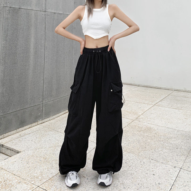 Gyaimxfu Pantalon cargo baggy 2024 pour femme, taille basse, jambe droite et large, Y2k, esthétique, vintage, pantalon de loisirs des années 90, streetwear, pantalon de parachute, rouge, M Gyaimxfu Pantalon cargo baggy 2024 pour femme, taille basse, jambe droite et large, Y2k, esthétique, vintage, pantalon de loisirs des années 90, streetwear, pantalon de parachute, rouge, M