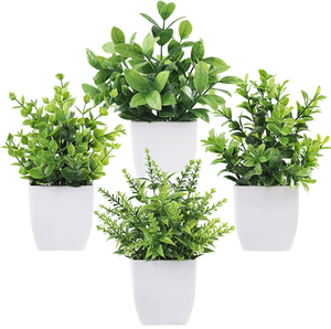4 packs de mini plantes vertes artificielles en pot, en plastique, écologiques, pour la maison, le bureau, la table, la ferme, la <span class=keywords><strong>d</strong></span>écoration <span class=keywords><strong>d</strong></span>'anniversaire - Product Image 1