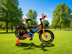 Bicicletta per bambini Hyf B9 da 16 pollici con telaio in metallo per bambini dai 5 ai 7 anni con rotelle e portapacchi posteriore - Product Image 2