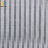 Tissu froissé teint en fil, polyester 86 GSM, texture micro-bulles, tissu rayé pour chemise, robe, couture