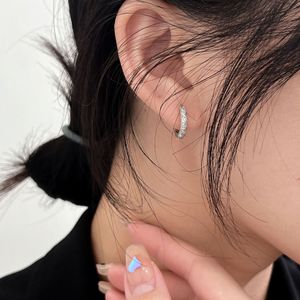 Pendientes de Aro de Plata de Ley 925 con Incrustaciones de Circonita, Engaste en Canal, para Uso Diario, Forma Circular - Product Image 2