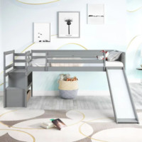 Lit superposé avec toboggan pour enfants, lit superposé en bois pour enfants, lit Montessori pour enfants