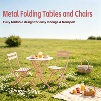 Tables et chaises pliantes en métal, chaises de salle à manger en métal empilables bon marché pour jardin et restaurant, ensembles de meubles d'extérieur