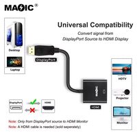 Câble adaptateur Magelei OEM 15 cm vers HDMI, convertisseur DP vers HDMI avec cordon plaqué or, prend en charge la résolution 1080p pour PC