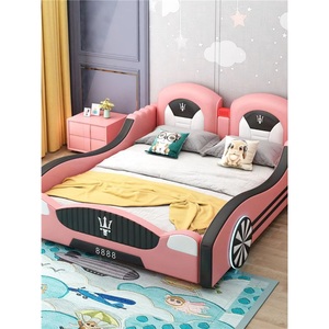 Letto a baldacchino moderno in pelle a forma di auto da corsa per bambini, personalizzabile, in legno, per camerette di ragazzi <span class=keywords><strong>e</strong></span> ragazze - Product Image 6