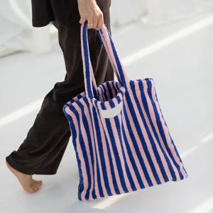 Grand sac fourre-tout en toile <span class=keywords><strong>de</strong></span> coton personnalisé à rayures, durable, pour femmes, idéal pour le shopping et les voyages - Product Image 2