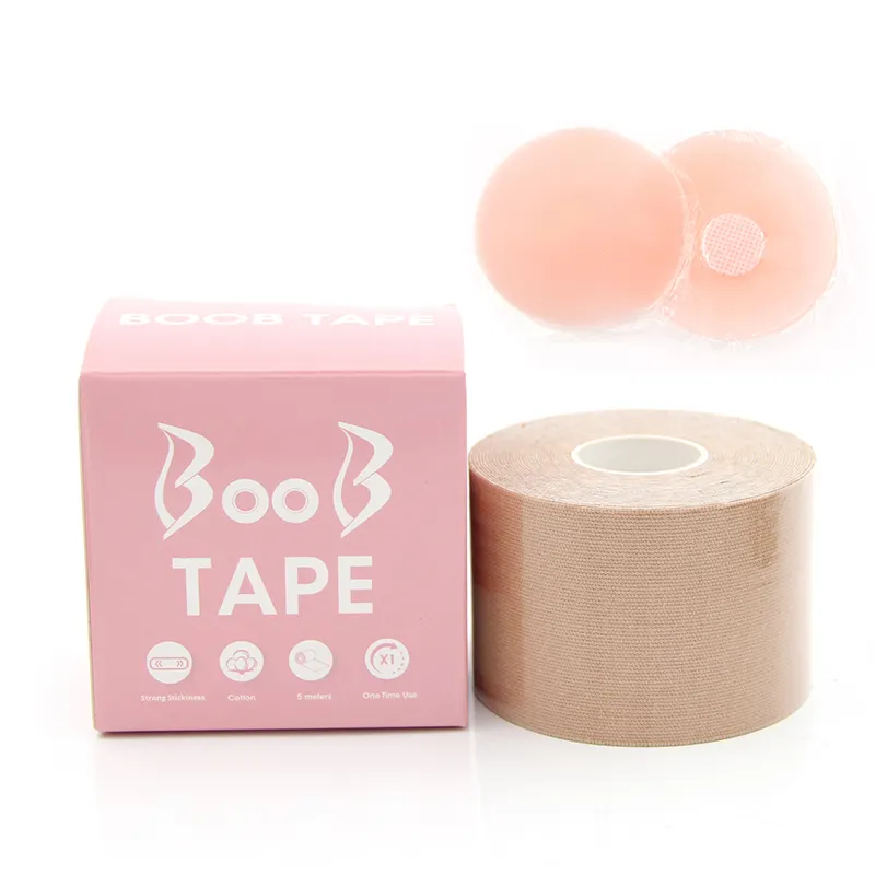 Breast Lift Tape and 1 Pair Nipple Cover Set Body Boob Push Up Invisible Boob Tape Bra