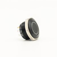 Interrupteur à bouton-poussoir momentané ultra-mince de 16 mm avec boîtier noir, étanche, avec éclairage LED annulaire et broche PCB