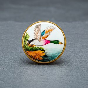 Boutons de luxe personnalisés en laiton, style vintage, avec émail peint à la main motif canard colvert volant, pour vestes de costume formelles pour hommes, Rajasthan - Product Image 6