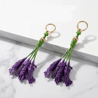 Gantungan Kunci Kulit Bunga Lavender Liontin Kulit Aksesoris Tas Kerajinan Kreatif Ornamen Hadiah Aksesoris Tas Tangan Pesona Tas Kustom