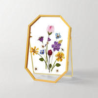 Cadres flottants en verre en forme de polygone, décor mural en métal pour fleurs séchées pressées, photos, timbres et collages pour chambre à coucher