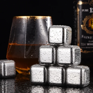 Vendita calda pietre di whisky in acciaio inox cubetti di ghiaccio 304 per uso alimentare metallo agghiacciante rocce riutilizzabili cubetto di ghiaccio per bere - Product Image 2