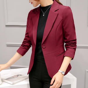Blazer Rosso da Donna, Giacca Rosa a Maniche Lunghe, Monopetto, Slim Fit, Giacca da Ufficio, Completo Blazer Femminile - Product Image 1