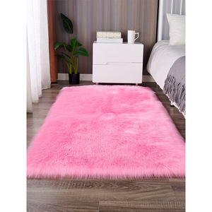 Alfombra de Felpa Rosa Rectangular de 71-80 cm, Fibra Acrílica, para Dormitorio, Fácil de Limpiar - Product Image 1