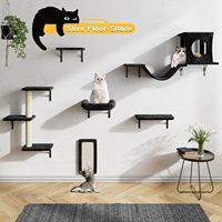 Grandes étagères murales flottantes modernes pour chats avec hamac et perchoirs Grattoir mural en bois et sisal écologique pour meubles
