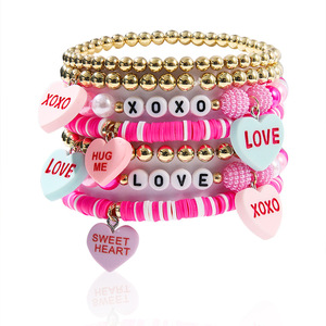 Fashion Beaded <b>Bracelets</b> <b>Red</b> Pink Heart Love Kiss Gift For Girls Unisex Jewelry Valentine's Day - Product Image 5