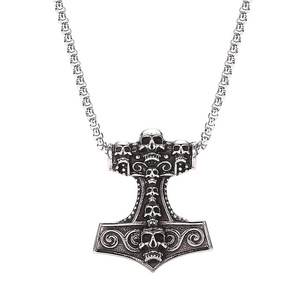 Yunnique – collier avec pendentif marteau en forme de crâne en acier inoxydable pour hommes, chaîne de couleur acier, bijoux à la mode - Product Image 5