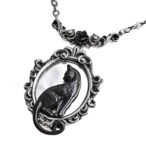 Nouveau produit en vente directe : Collier gothique Felicity, pendentif miroir encadré chat noir, accessoires unisexes - Product Image 5