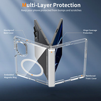 Coque de protection antichoc magnétique puissante en TPU+PC transparente anti-jaunissement pour Samsung Z Flip 8 Wide