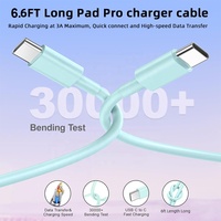 Câble de charge rapide HNT coloré 60W 2M PD 3A rose USB C, câble double Type-C vers Type-C, câble de données multicolores