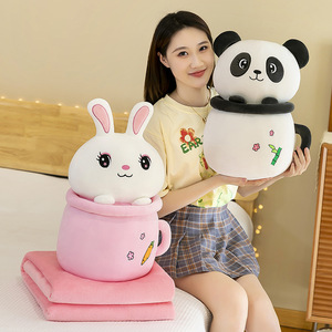 Desain baru selimut bantal perjalanan hewan boneka kartun 2 in 1 bantal hewan mewah imut - Product Image 5