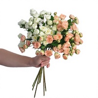 Fleurs artificielles en rose faites à la main pour décoration de mariage, cadeaux, mur floral, plastique moderne