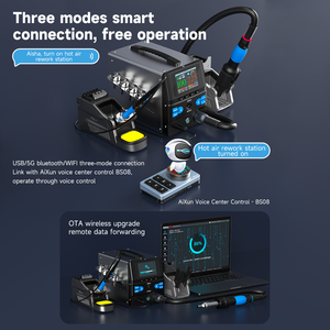 Aixun HT316 stazione di rilavorazione ad aria calda 2 <span class=keywords><strong>in</strong></span> <span class=keywords><strong>1</strong></span> stazione di saldatura a doppio canale 1400W <span class=keywords><strong>3</strong></span> modalità di riscaldamento per l'elettronica strumento di riparazione - Product Image 5
