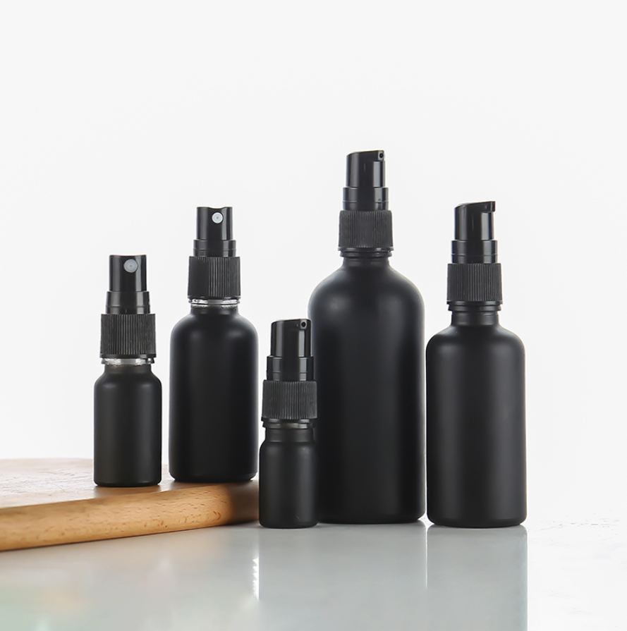 Zwart Glas Spray Pomp Fles 5Ml 10Ml 15Ml 20Ml 30Ml 50Ml 100Ml Matte zwart Glas Fles Met Zwarte Spuitbus/Pomp