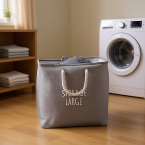 Panier à linge carré Myrva, grand panier de rangement portable en tissu, style minimaliste - Product Image 2