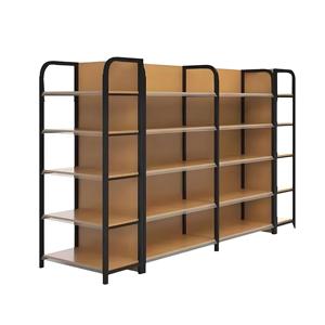 制造商轻质5层超市展示架双面平背板可调木质搁板耐用金属 - Product Image 2